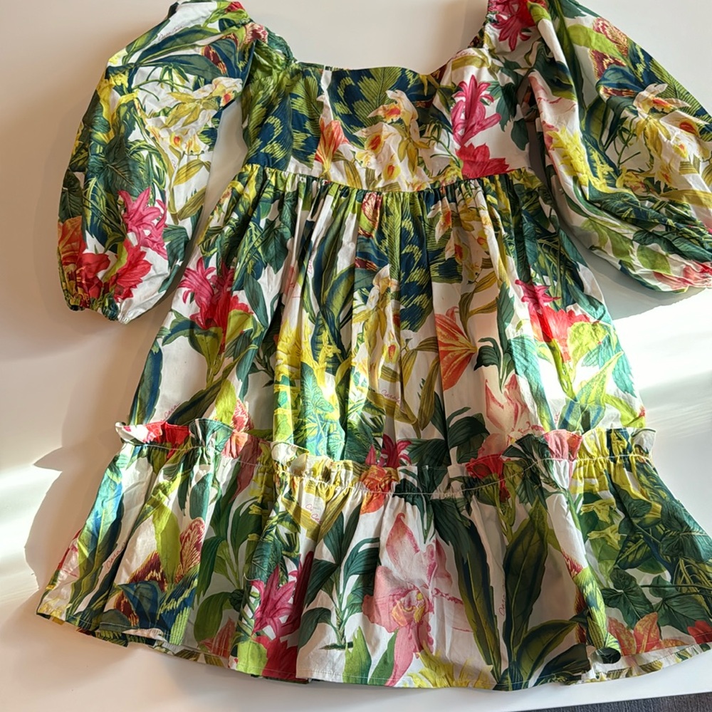 Cara Cara Floral Mini Dress - Green, Pink, Yellow